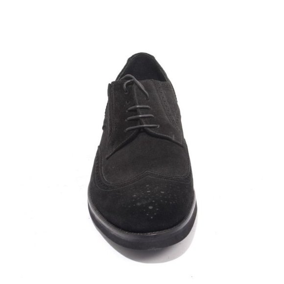 GoodMan 42564a Black Suede Leather Elastic / Lace -Up Oxford Shoes